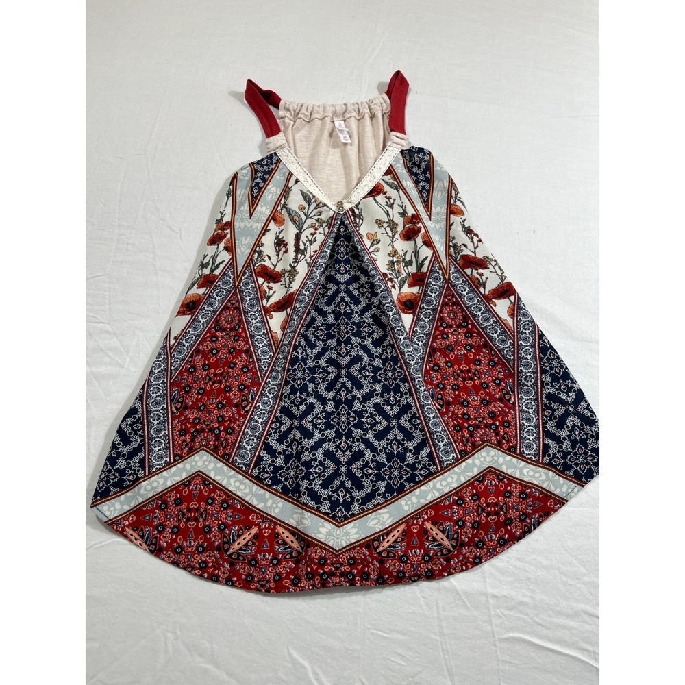 Xhilaration XS Boho Tank Top Floral Mixed Print Lace Trim Strappy Sleeveless